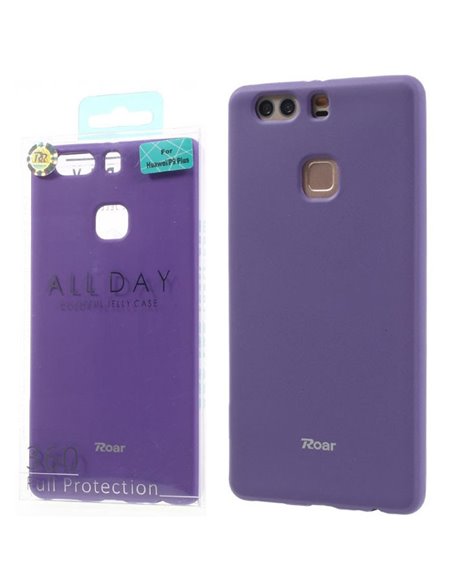 CUSTODIA per HUAWEI P9 PLUS IN GEL TPU SILICONE COLORE VIOLA ALTA QUALITA' ROAR COLORFUL BLISTER