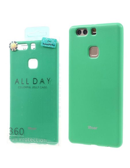 CUSTODIA per HUAWEI P9 PLUS IN GEL TPU SILICONE COLORE VERDE ACQUA ALTA QUALITA' ROAR COLORFUL BLISTER