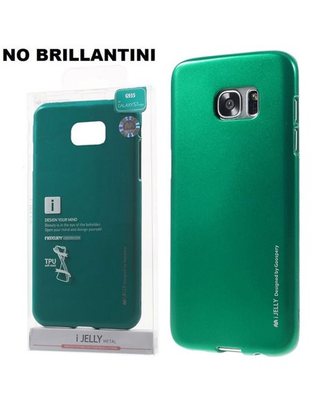 CUSTODIA per SAMSUNG SM-G935 GALAXY S7 EDGE IN GEL TPU SILICONE VERDE ALTA QUALITA' MERCURY I-JELLY BLISTER (NO BRILLANTINI)