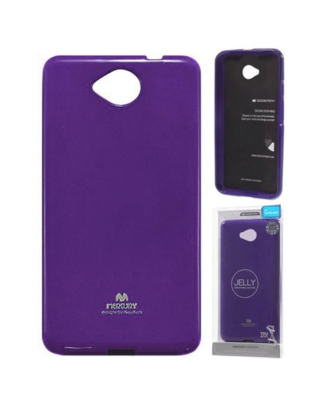 CUSTODIA per MICROSOFT LUMIA 650 IN GEL TPU SILICONE COLORE VIOLA LUCIDO CON GLITTER ALTA QUALITA' MERCURY BLISTER