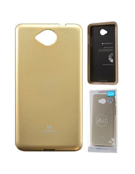 CUSTODIA per MICROSOFT LUMIA 650 IN GEL TPU SILICONE COLORE ORO LUCIDO CON GLITTER ALTA QUALITA' MERCURY BLISTER