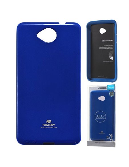 CUSTODIA per MICROSOFT LUMIA 650 IN GEL TPU SILICONE COLORE BLU LUCIDO CON GLITTER ALTA QUALITA' MERCURY BLISTER