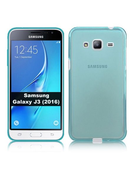 CUSTODIA per SAMSUNG SM-J320 GALAXY J3 2016 IN GEL TPU SILICONE COLORE BLU TRASPARENTE