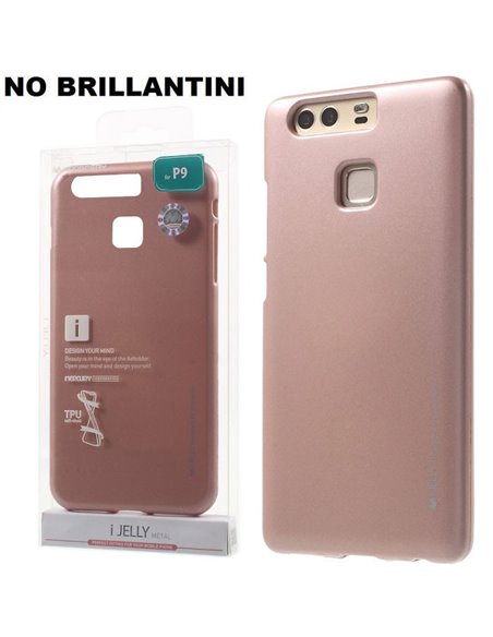 CUSTODIA per HUAWEI P9 IN GEL TPU SILICONE COLORE ROSAORO ALTA QUALITA' MERCURY I-JELLY BLISTER (NO BRILLANTINI)