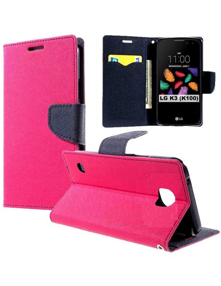 CUSTODIA per LG K3 (K100), LG K3 DUAL SIM (K100DS) - FLIP ORIZZONTALE CON INTERNO IN TPU SILICONE, STAND E CHIUSURA MAGNETICA FU