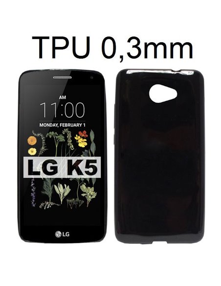 CUSTODIA per LG K5, X220 IN GEL TPU SILICONE ULTRA SLIM 0,3mm COLORE NERO LUCIDO