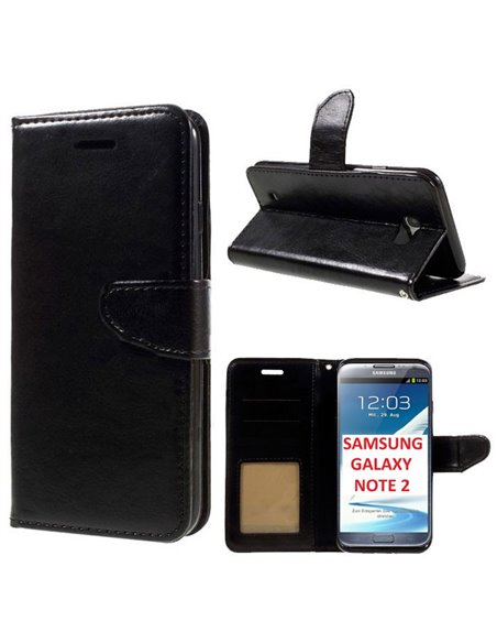 CUSTODIA per SAMSUNG N7100 GALAXY NOTE 2, N7105 - FLIP ORIZZONTALE SIMILPELLE CON CHIUSURA MAGNETICA E INTERNO IN TPU NERO