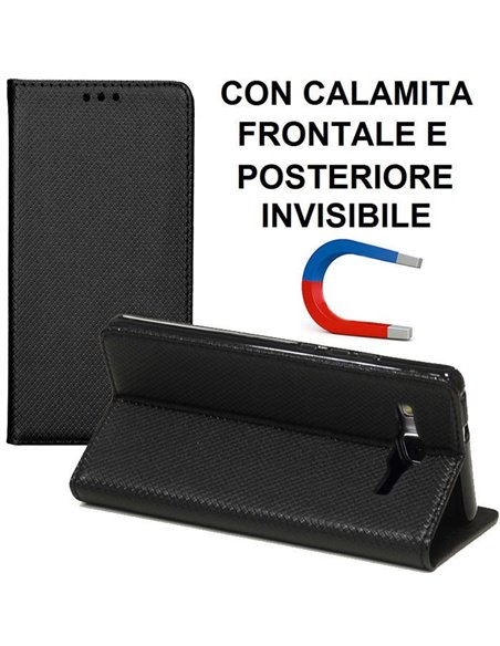 CUSTODIA per SAMSUNG G530 GALAXY GRAND PRIME - FLIP ORIZZONTALE con CHIUSURA MAGNETICA INVISIBILE ED INTERNO IN TPU NERO