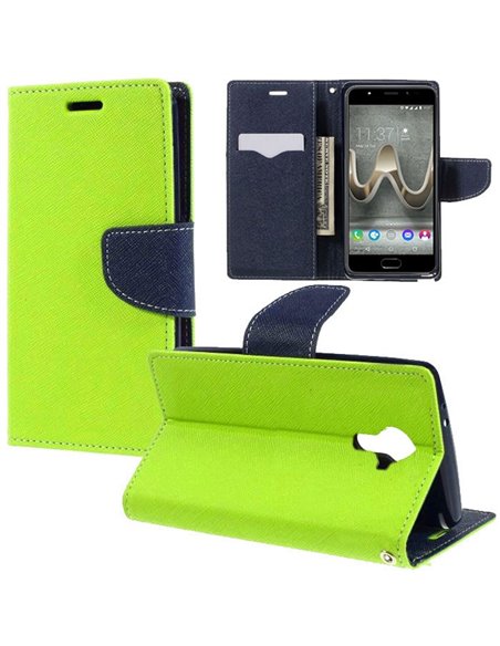 CUSTODIA per WIKO U FEEL PRIME - FLIP ORIZZONTALE CON INTERNO IN TPU SILICONE, STAND E PORTA CARTE COLORE VERDE