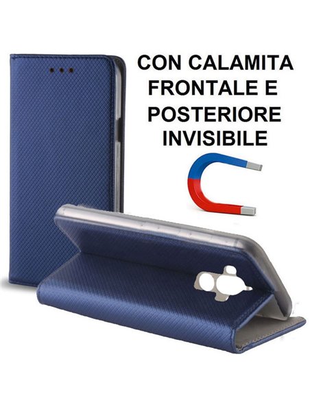 CUSTODIA per HUAWEI MATE 9 - FLIP ORIZZONTALE con CHIUSURA MAGNETICA INVISIBILE, STAND ED INTERNO IN TPU SILICONE COLORE BLU