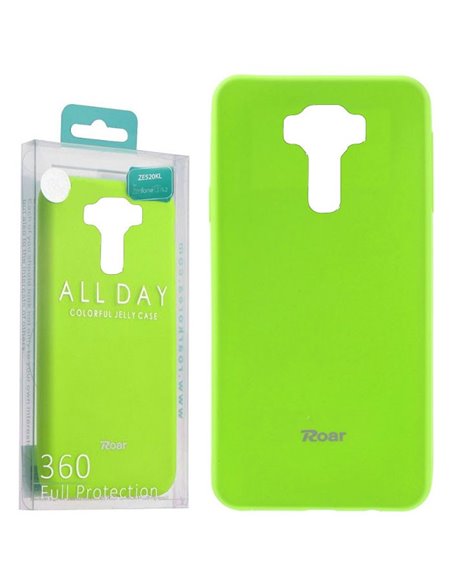 CUSTODIA per ASUS ZENFONE 3 (ZE520KL), 5.2' POLLICI IN GEL TPU SILICONE COLORE VERDE ALTA QUALITA' ROAR COLORFUL BLISTER