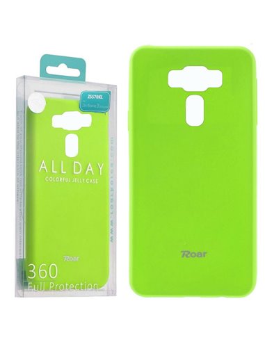 CUSTODIA per ASUS ZENFONE 3 DELUXE (ZS570KL, Z016S) IN GEL TPU SILICONE COLORE VERDE ALTA QUALITA' ROAR COLORFUL BLISTER