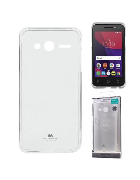 CUSTODIA per ALCATEL PIXI 4 - 3G - 4' POLLICI 4034D IN GEL TPU SILICONE TRASPARENTE ALTA QUALITA' MERCURY BLISTER