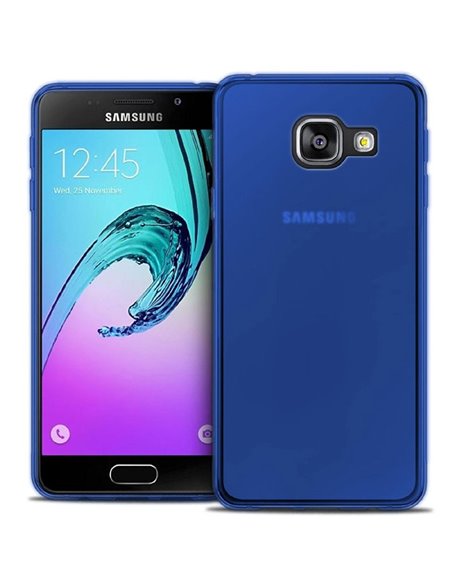 CUSTODIA per SAMSUNG SM-A310 GALAXY A3 (2016) IN GEL TPU SILICONE COLORE BLU TRASPARENTE