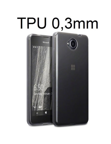 CUSTODIA per MICROSOFT LUMIA 650 IN GEL TPU SILICONE ULTRA SLIM 0,3mm COLORE NERO TRASPARENTE