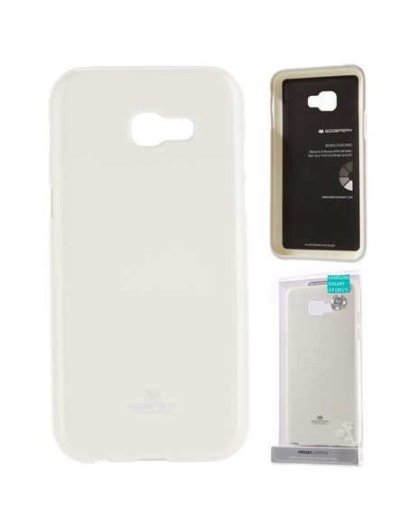 CUSTODIA per SAMSUNG SM-A320 GALAXY A3 (2017) IN GEL TPU SILICONE COLORE BIANCO LUCIDO CON GLITTER ALTA QUALITA' MERCURY