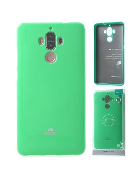 CUSTODIA per HUAWEI MATE 9 IN GEL TPU SILICONE COLORE VERDE ACQUA LUCIDO CON GLITTER ALTA QUALITA' MERCURY BLISTER