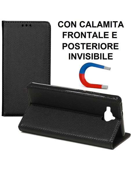 CUSTODIA per HUAWEI ENJOY 5, Y6 PRO, HONOR PLAY 5X - FLIP ORIZZONTALE con CHIUSURA MAGNETICA INVISIBILE ED INTERNO IN TPU NERO