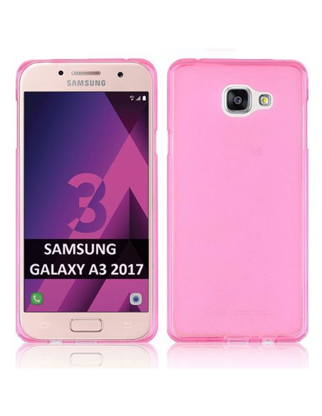 CUSTODIA per SAMSUNG SM-A320 GALAXY A3 (2017) IN GEL TPU SILICONE COLORE ROSA TRASPARENTE