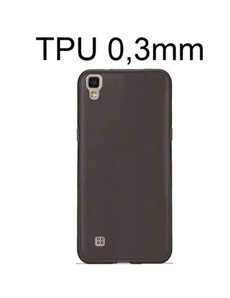 CUSTODIA per LG X POWER, K220 IN GEL TPU SILICONE ULTRA SLIM 0,3mm COLORE NERO TRASPARENTE