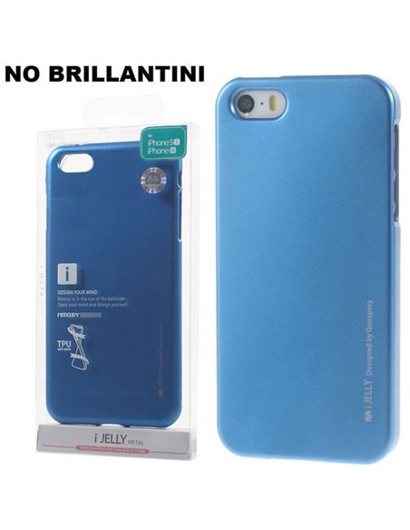 CUSTODIA per APPLE IPHONE SE, IPHONE 5S, IPHONE 5 IN GEL TPU SILICONE COLORE BLU ALTA QUALITA' MERCURY BLISTER (NO BRILLANTINI)