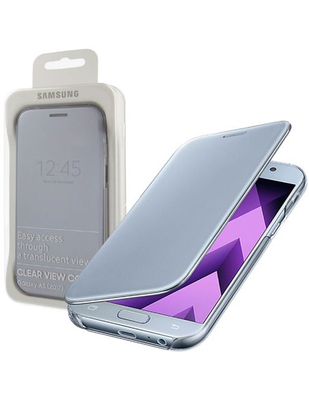 CUSTODIA ORIGINALE per SAMSUNG SM-A520 GALAXY A5 (2017) - CLEAR VIEW CON ACCESSO AL DISPOSITIVO CON COVER CHIUSA BLU BLISTER