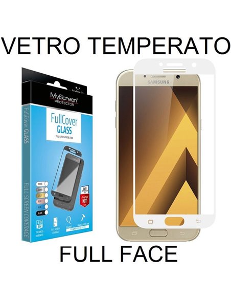 PELLICOLA per SAMSUNG SM-A320 GALAXY A3 (2017) IN VETRO TEMPERATO FULL FACE 0,3mm CON CORNICE COLORE BIANCO BLISTER