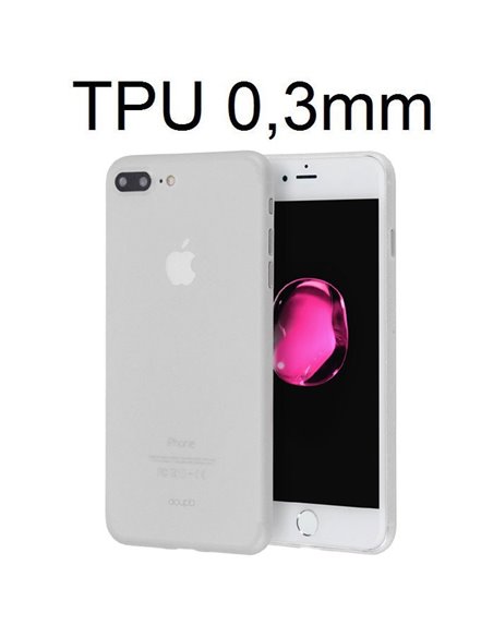 CUSTODIA per APPLE IPHONE 7 PLUS, IPHONE 8 PLUS IN GEL TPU SILICONE ULTRA SLIM 0,3mm COLORE BIANCO OPACO