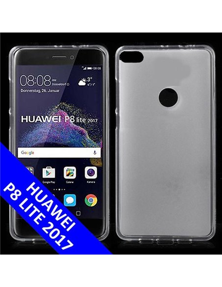 CUSTODIA per HUAWEI P8 LITE 2017, P9 LITE 2017, NOVA LITE, HONOR 8 LITE IN GEL TPU SILICONE COLORE BIANCO TRASPARENTE