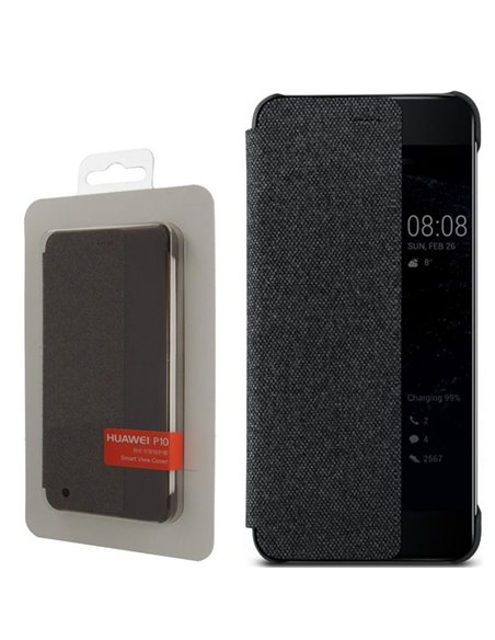 CUSTODIA ORIGINALE per HUAWEI P10 - FLIP ORIZZONTALE VIEW COVER CON FINESTRA ACCESSO RAPIDO NOTIFICHE COLORE NERO