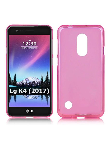 CUSTODIA per LG K4 (2017), M160 IN GEL TPU SILICONE COLORE ROSA TRASPARENTE