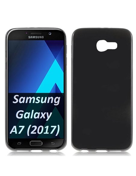 CUSTODIA per SAMSUNG SM-A720 GALAXY A7 (2017) IN GEL TPU SILICONE SLIM COLORE NERO METALLIZZATO