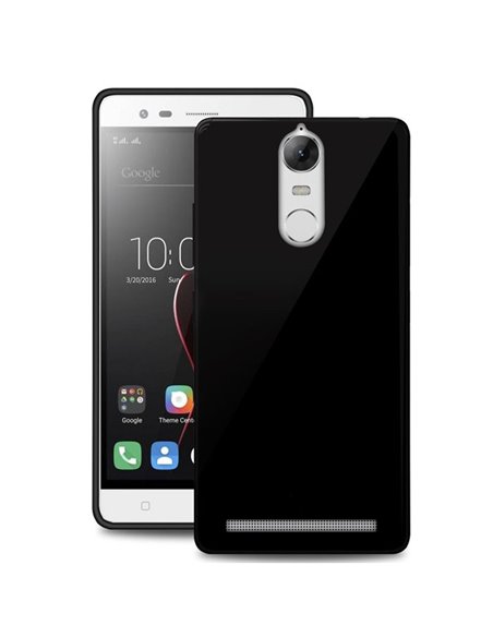 CUSTODIA per LENOVO VIBE K5 NOTE, K5 NOTE PRO IN GEL TPU SILICONE SLIM COLORE NERO METALLIZZATO