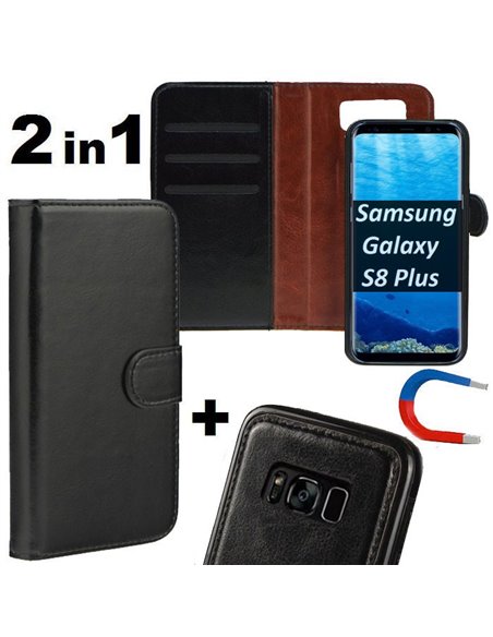 CUSTODIA per SAMSUNG SM-G955 GALAXY S8 PLUS - FLIP ORIZZONTALE SIMILPELLE + BACK IN TPU CON CHIUSURA MAGNETICA COLORE NERO