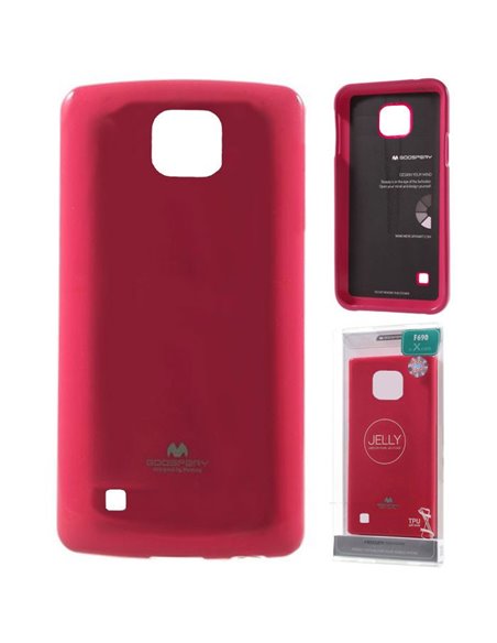 CUSTODIA per LG X CAM (K580) IN GEL TPU SILICONE COLORE FUCSIA LUCIDO CON GLITTER ALTA QUALITA' MERCURY BLISTER