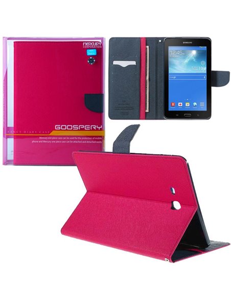 CUSTODIA per SAMSUNG GALAXY TAB 3 7.0' LITE, T110 - FLIP ORIZZONTALE CON STAND E INTERNO IN TPU SILICONE COLORE FUCSIA FANCY MER