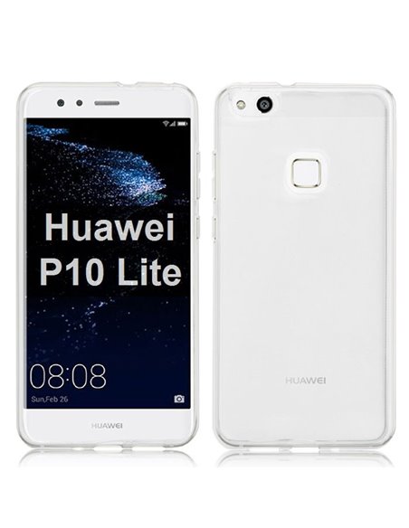 CUSTODIA per HUAWEI P10 LITE IN GEL TPU SILICONE COLORE BIANCO TRASPARENTE