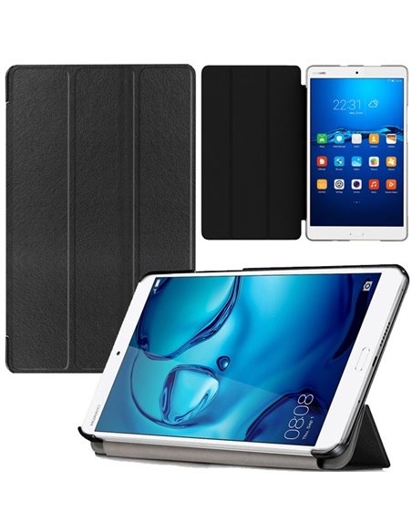 CUSTODIA per HUAWEI MEDIAPAD M3 8.4 - 8.4' POLLICI - BOOK ORIZZONTALE CON STAND COLORE NERO