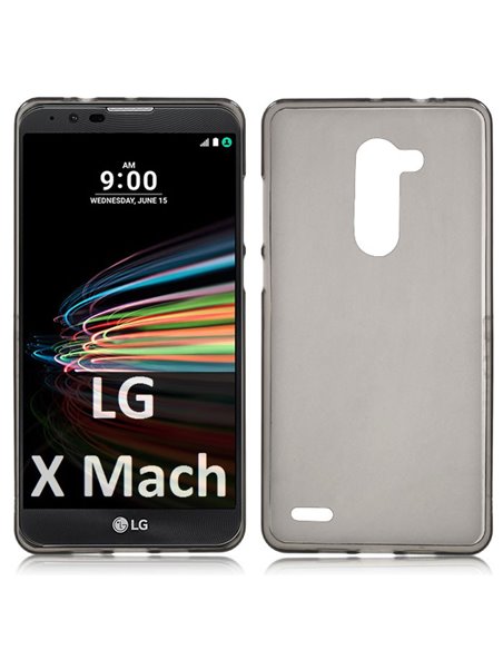 CUSTODIA per LG X MACH IN GEL TPU SILICONE COLORE NERO TRASPARENTE