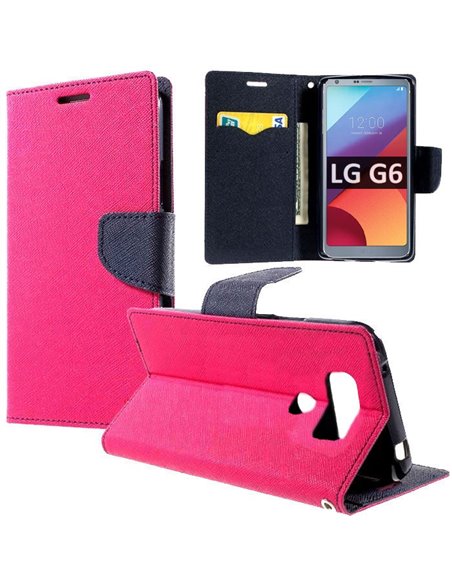 CUSTODIA per LG G6, H870, G6 DUAL SIM H870DS - FLIP ORIZZONTALE CON INTERNO IN TPU SILICONE, STAND E CHIUSURA MAGNETICA COLORE F