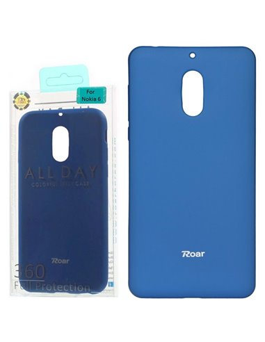 CUSTODIA per NOKIA 6 IN GEL TPU SILICONE COLORE BLU ALTA QUALITA' ROAR COLORFUL BLISTER