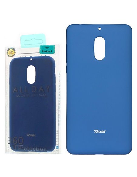 CUSTODIA per NOKIA 6 IN GEL TPU SILICONE COLORE BLU ALTA QUALITA' ROAR COLORFUL BLISTER