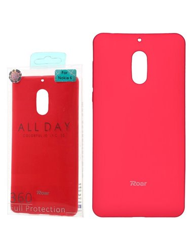 CUSTODIA per NOKIA 6 IN GEL TPU SILICONE COLORE FUCSIA ALTA QUALITA' ROAR COLORFUL BLISTER