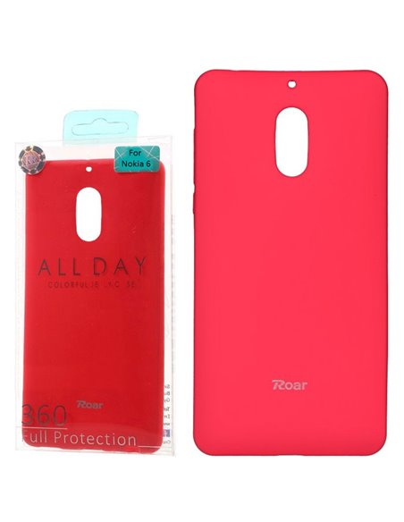 CUSTODIA per NOKIA 6 IN GEL TPU SILICONE COLORE FUCSIA ALTA QUALITA' ROAR COLORFUL BLISTER