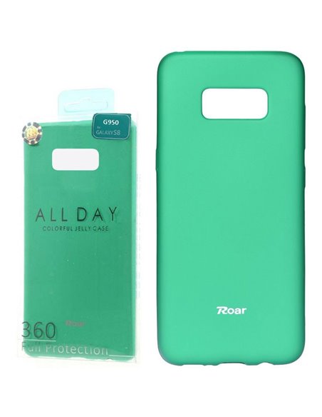 CUSTODIA per SAMSUNG SM-G950 GALAXY S8 IN GEL TPU SILICONE COLORE VERDE ACQUA ALTA QUALITA' ROAR COLORFUL BLISTER