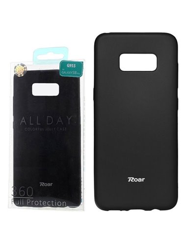 CUSTODIA per SAMSUNG SM-G955 GALAXY S8 PLUS IN GEL TPU SILICONE COLORE NERO ALTA QUALITA' ROAR COLORFUL BLISTER