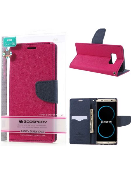 CUSTODIA per SAMSUNG SM-G950 GALAXY S8 - FLIP ORIZZONTALE CON STAND E INTERNO IN TPU SILICONE COLORE FUCSIA ALTA QUALITA'