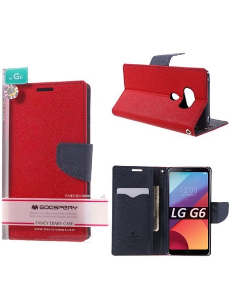 CUSTODIA per LG G6, H870, G6 DUAL SIM H870DS - FLIP ORIZZONTALE CON STAND ED INTERNO IN TPU SILICONE COLORE ROSSO ALTA QUALITA'