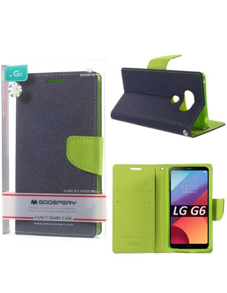 CUSTODIA per LG G6, H870, G6 DUAL SIM H870DS - FLIP ORIZZONTALE CON STAND ED INTERNO IN TPU SILICONE COLORE BLU ALTA QUALITA' ME