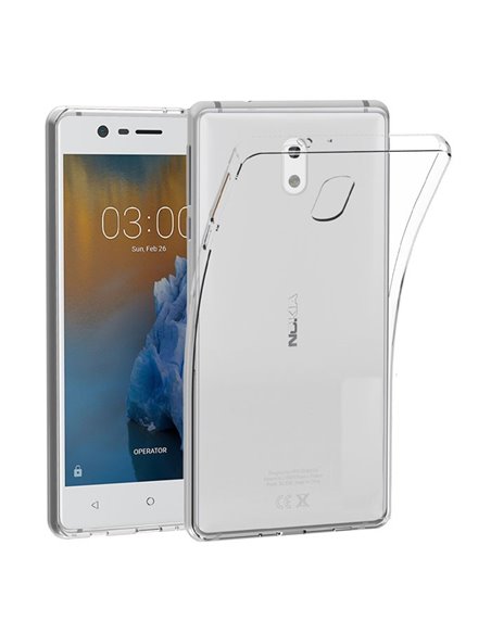 CUSTODIA per NOKIA 3, NOKIA 3 DUAL SIM IN GEL TPU SILICONE TRASPARENTE